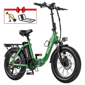 Vitilan U3 Electric Bike, 750W Motor, 48V 13AH Battery, 20*3.0-inch Tires, 45km/h Max Speed, 65km Max Range, Mechanical Disc Brake, Suspension Front Fork, Shimano 7 Speed, LCD Display - Green