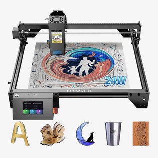 LONGER RAY5 20W Laser Engraver Cutter, Fixed Focus, 0.08*0.1mm Laser Spot, Color Touchscreen, 32-Bit Chipset, Support APP Connection, Working Area 375*375mm