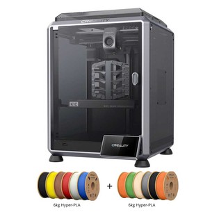 Creality K1C 3D Printer + 12kg Creality Hyper-PLA Filament – 2kg Black + 1kg Skin Color + 1kg Yellow + 1kg Green + 2kg Orange + 1kg Brown +1kg Red + 1kg Blue + 1kg Grey + 1kg White