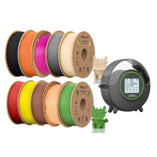 10kg Creality Hyper-PLA Filament + Sunlu S2 Dryer Box – (1kg Black +1kg Red+1kg Peachy-Pink + 1kg Gray + 1kg Yellow + 1kg Orange + 1kg Brown + 1kg Skin Color + 1kg Green + Strawberry Red)