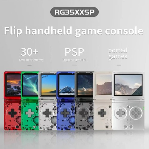 ANBERNIC RG35XXSP Flip-Spielekonsole, 64 GB, 5000 Spiele, Grün