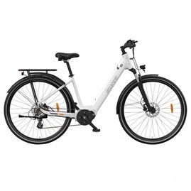 ONESPORT OT07 Electric Bike 250W BAFANG Motor 36V 10.4AH Battery 27.5 inch Tires 25km/h Max Speed 90km Range Shock Absorbing Fork Hydraulic Disc Brakes SHIMANO 7-Speed - White