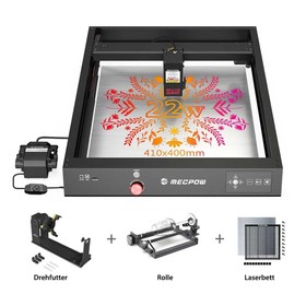 Mecpow X4 22W Laser mit Lasertisch, Drehzapfen und Walze