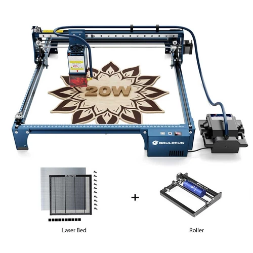 SCULPFUN S30 Pro Max 20W Laser Engraver + Rotary Roller + Laser Bed (Geekbuying Europe)