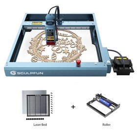 SCULPFUN SF-A9 20W Laser Cutter + Rotary Roller + Laser Bed