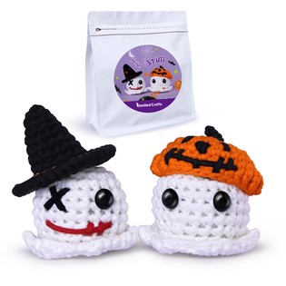 NestledCrafts Halloween Crochet Kit for Beginners, Amigurumi Knitting Kit, with Step-by-Step Video Tutorials – Grim