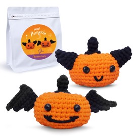 NestledCrafts Halloween Crochet Kit for Beginners Amigurumi Knitting Kit with Step-by-Step Video Tutorials - Pumpkins