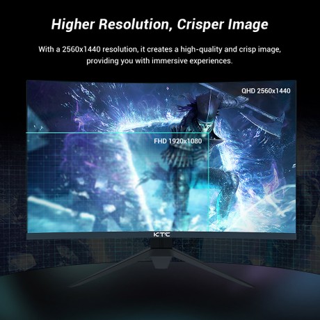 KTC H27S17 27-inch 1500R Curved Gaming Monitor QHD 2560x1440 16:9 ELED 180Hz 120% sRGB 4000:1 Contrast Ratio 1ms MPRT Response Time Low Motion Blur Compatible with FreeSync G-Sync USB 2xHDMI2.0 2xDP1.4 Audio Out VESA Mount