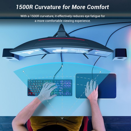 KTC H27S17 27-inch 1500R Curved Gaming Monitor QHD 2560x1440 16:9 ELED 180Hz 120% sRGB 4000:1 Contrast Ratio 1ms MPRT Response Time Low Motion Blur Compatible with FreeSync G-Sync USB 2xHDMI2.0 2xDP1.4 Audio Out VESA Mount
