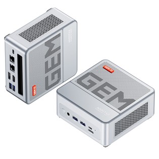 AOOSTAR GEM12 Mini PC, AMD Ryzen 7 8845HS 8 Core Up to 5.1GHz, 32GB DDR5 RAM 1TB PCle 4.0 SSD, HDMI 2.1 + DP 1.4+ USB 4 + Type-C 4K 120Hz Four Screen Display, WiFi 6 Bluetooth 5.2, 2*2.5G LAN, 2*USB3.2 2*USB2.0 1*Oculink, Adjustable BIOS - Silver