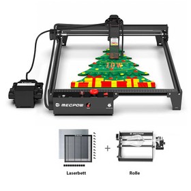 Mecpow X3 Pro 10W mit Rotationswalze Laserbett