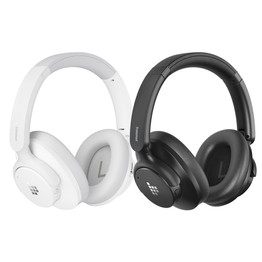 2pcs Tronsmart SOUNFII Q20S Hybrid ANC Headphones Bluetooth 5.3 Hybrid Active Noise Cancellation 60 Hours Playtime Hi-Res Audio 90° Swiveling Earpads Pair with 2 Devices Tronsmart App Control - White + Black