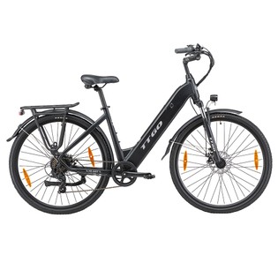 TTGO HZ-28ST Electric Bike, 250W Motor, 36V 20Ah Battery, 700C*45C Tire, 25km/h Max Speed, 100km Max Range, Disc Brake, Shimano 7 Speed, LCD Display - Black