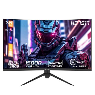 KTC H27S17 27-inch 1500R Curved Gaming Monitor QHD 2560×1440 16:9 ELED 180Hz 120% sRGB 4000:1 Contrast Ratio 1ms MPRT Response Time Low Motion Blur Compatible with FreeSync G-Sync USB 2xHDMI2.0 2xDP1.4 Audio Out VESA Mount