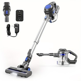 MOOSOO XL-618A Cordless Stick Vacuum Cleaner, 12KPa Strong Suction, 30min Max. Runtime, 120W Brushless Motor, LED Electric Brush, 1.3L Large Dust Cup, 2 Modes