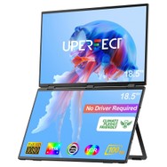 UPERFECT Delta Max 18.5-inch Dual Screen Portable Monitor 1920*1080 IPS Screen 100Hz Refresh Rate 100% sRGB Built-in Speaker Driver Free 360掳 Folding Adjustable Stand & VESA Mountable Screen Extender for Laptop PC Phone Game Console - US Plug