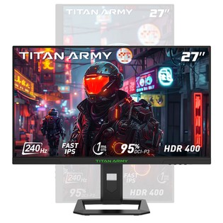 TITAN ARMY P2710S Gaming Monitor, 27'' 2560*1440 Fast IPS Screen,  240Hz Refresh Rate, 1ms GTG, HDR400, Adaptive-Sync, Dynamic OD, Game Assist, 10 Scenario Modes, PBP&PIP Display, Low Blue Light, Adjustable Rotating Stand, Wall Mount Support