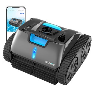 WYBOT C1 MAX Cordless Pool Robot Vacuum with APP, 180-240min Runtime, 3 Cleaning Modes, Wall Climbing, 65W Suction Power, Up to 2152sq.ft Area, Gray