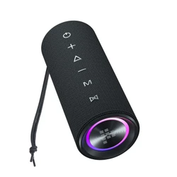 Tronsmart Mirtune C2 Portable Wireless Speaker, 360° Surround Sound, IPX7 Waterproof, Customizable Lights, Up to 24 Hours of Playtime - Black