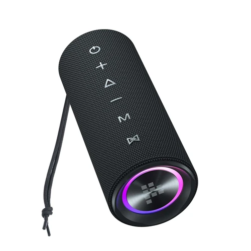 Tronsmart Mirtune C2 Portable Wireless Speaker, 360° Surround Sound, IPX7 Waterproof, Customizable Lights, Up to 24 Hours of Playtime - Black