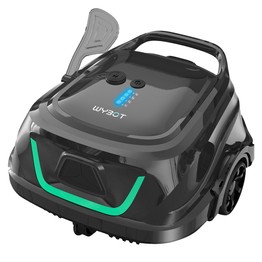 WYBOT A1 Kabelloser Pool-Staubsaugerroboter, Doppelfilter, 120 Min. Laufzeit, 2,5 Std. Schnellladung, für oberirdische Pools mit flachem Boden, Schwarz