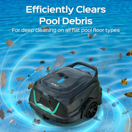 WYBOT A1 Kabelloser Pool-Staubsaugerroboter, Doppelfilter, 120 Min. Laufzeit, 2,5 Std. Schnellladung, für oberirdische Pools mit flachem Boden, Schwarz