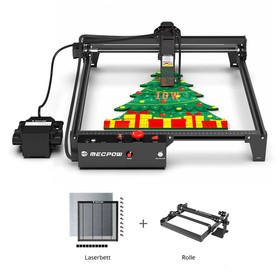 Mecpow X3 Pro 10W mit Rotationswalze Laserbett