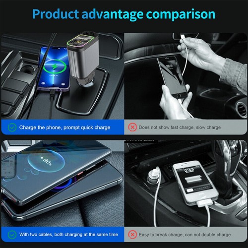 B1 66W in Retractable Car Phone Charger with Starlight