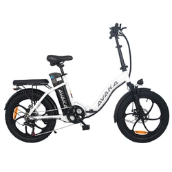 AVAKA BZ20 PLUS Electric Bike Foldable 20*3.0 Inch Fat Tires 500W Brushless Motor 25Km/h Max Speed 48V 18.2Ah Battery 100Km Range 120KG Max Load Dual Disc Brake Shimano 7-Speed Gear IP54 Waterproof  LCD Display One-piece Wheel - White