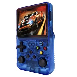 R36S Retro Game Console 64GB TF Card with 10000 Games 32GB ArkOS 2.0 Based on Linux 20 Emulators 3.5-inch IPS Screen 1GB DDR3L 8W Speaker 3-5H Battery Life - Blue