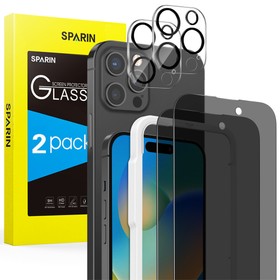SPARIN 5 Pack Privacy Screen Protector Set for iPhone 15 Pro