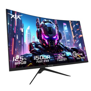 KTC H32S17 32 inch 1500R Curved Gaming Monitor 2560x1440 QHD 180Hz 16:9 ELED 99% sRGB HDR10 1ms MPRT Response Time Low-blue Compatible with FreeSync and G-SYNC USB HDMI2.0 2xDP1.4 Audio Out Flexible Adjustment with Sturdy Tripod VESA Mount Displayer