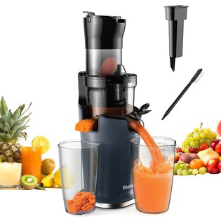 BioloMix SJ-017 Cold Press Juicer, with 78mm/3.07in Feed Chute, 200W 40-65RPM Powerful Motor, Low Noise Slow Masticating Juice Machine