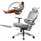 NEWTRAL NT002 Chaise de Bureau Ergonomique avec Repose-pieds & Appui-tête Réglables, Soutien Lombaire Adaptatif et Accoudoirs 4D, Gris