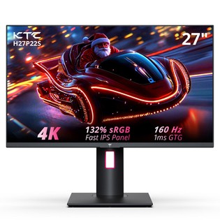 KTC H27P22S 27-inch Gaming Monitor, 3840x2160 UHD AUO 7.0 FAST IPS Panel, HDR400, 160Hz Refresh Rate, 1ms Response Time, 132%sRGB, Compatible with FreeSync and G-SYNC, Low-blue Light, 2*HDMI2.1 2*DP1.4 1*USB2.0, Adjustable Stand & Support VESA Mount