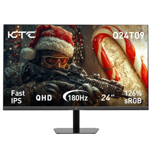 KTC Q24T09 Gaming Monitor, 24-inch 2560*1440 16:9 Fast IPS Screen, 180Hz Refresh Rate, FreeSync & G-Sync, 126% sRGB, HDR Support, Low Blue Light, Wall Mount Support &Tilt Adjustment, 2 x HDMI2.0, 2 x DP1.4, 1 x Earphone Jack