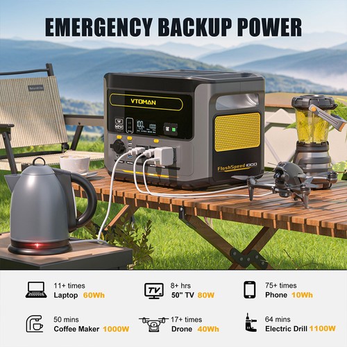 〔おまけつき〕VTOMAN FlashSpeed 1000 828Wh Portable Power Station 1000w | Battery Portable Power