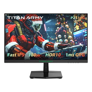 TITAN ARMY P2510G Gaming Monitor, 24.5'' 1920*1080 FAST IPS Screen, 180Hz Refresh Rate, HDR10, 99% sRGB, 1ms GTG, Adaptive Sync, Dynamic OD, Game Assist, 8 Scene Modes, Hardware Low Blue Light, Adjustable Tilt, VESA Mount, 1*HDMI2.0 1*DP1.4 1* Audio