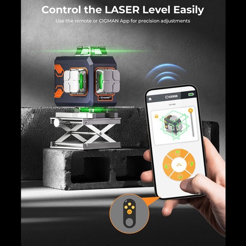 CIGMAN CM-S02 4x360° 16 linjers lasernivå, APP-kontroll, LCD-skärm, 40H Ultra Running Time