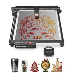Mecpow X5 Pro Laser Engraver Cutter, 33W Laser Power, Auto Air Assist, 0.08x0.1mm Laser Spot, 28000mm/min Engraving Speed, Safety Lock, Emergency Stop, Flame Detection, Offline Engraving, 600x600mm