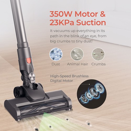JIGOO C200 Cordless Vacuum Cleaner, Gray