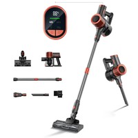 JIGOO C200 Cordless Vacuum Cleaner, 23KPa Suction, 40min Runtime, 2 Work Modes, Telescopic Metal Tube & LED Headlight, Gray