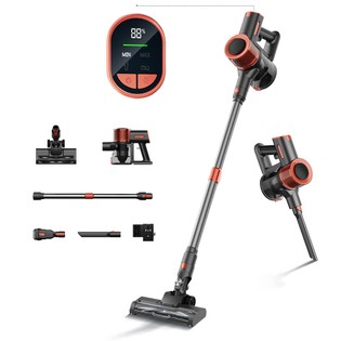 JIGOO C200 Cordless Vacuum Cleaner, 23KPa Suction, 40min Runtime, 2 Work Modes, Telescopic Metal Tube & LED Headlight, Gray