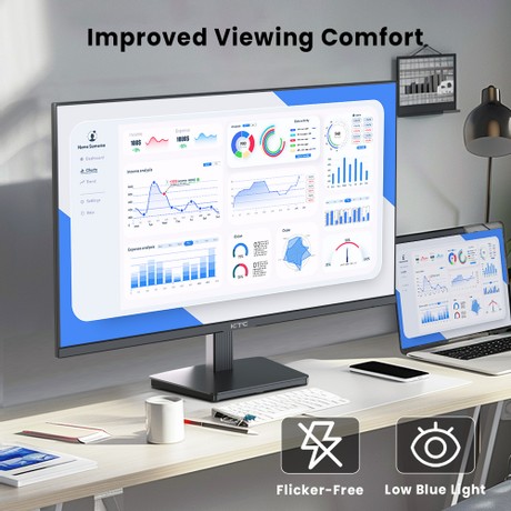 KTC H27T27 Gaming Monitor, 27-inch 2560x1440 QHD IPS Screen, 100Hz Refresh Rate, HDR10, 1ms Response Time, Adaptive-Sync, Low Blue Light & Flicker-Free, VESA Wall Mount, 2*HDMI 2.0, 1*DP 1.4, 1*Headphone Jack