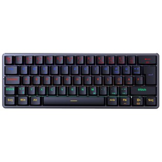 Refurbished Redragon K615-R Elise Wired Rainbow Backlight Mechanical Keyboard Ultra-Thin 61 Keys Blue Switch German Layout - Black