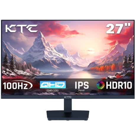 KTC H27T27 Gaming-Monitor, 27 Zoll 2560x1440 QHD IPS-Bildschirm, 100 Hz Bildwiederholfrequenz, HDR10, 1 ms Reaktionszeit, Adaptive-Sync, schwaches blaues Licht und flimmerfrei, VESA-Wandhalterung, 2 x HDMI 2.0, 1 x DP 1.4, 1 x Kopfhöreranschluss