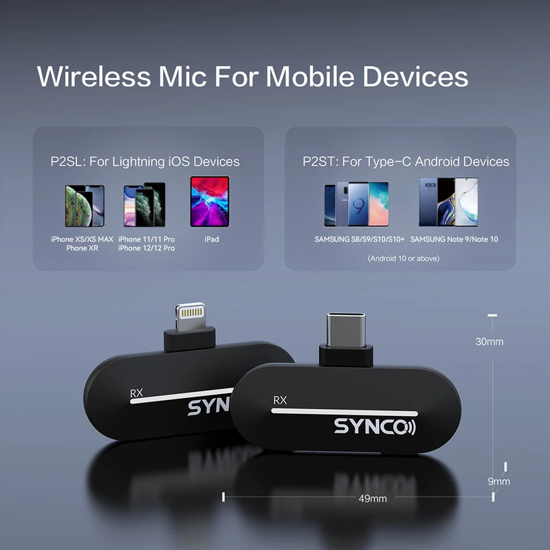 SYNCO P2S Wireless Condenser Microphone Lightning Receiver