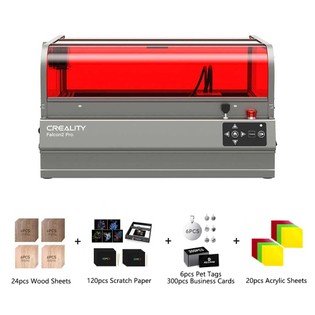 Creality Falcon2 Pro 40W Laser + 24pcs Mecpow Mahogany/Walnut Sheets + 120pcs Mecpow Scratch Paper Art Set + 300pcs Business Cards + 6pcs 25mm Pet Tags +  20pcs AS02 Acrylic Sheets (200*200*3mm / 8*8*1/8 inch)