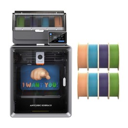 ANYCUBIC KOBRA S1 COMBO 3D Printer + 8kg PANTONE PLA Filament - 2kg Peach Fuzz + 2kg Interstellar Violet + 2kg Spring Leaf + 2kg Tropical Turquoise