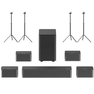 Ultimea Poseidon D80 7.1 Soundbar + 2 Pairs * Steady 300 Speaker Stands, Dolby Atmos, 460W Peak Power, APP Control, 10 Bands Equalizer Settings, 121 Preset EQ Matrices, Bluetooth 5.3